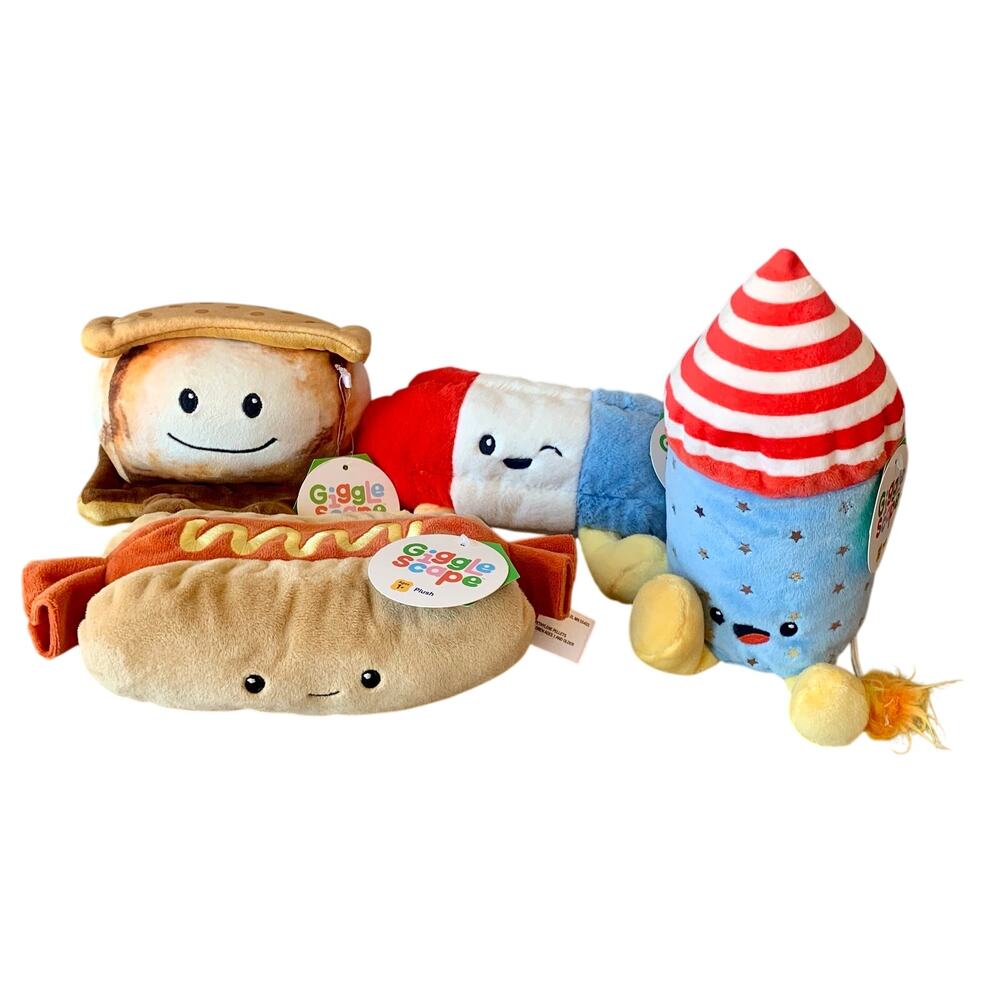 Giggle Scape Plush Summer Hot Dog Firecracker Popsicle S'More NWT 4th of July